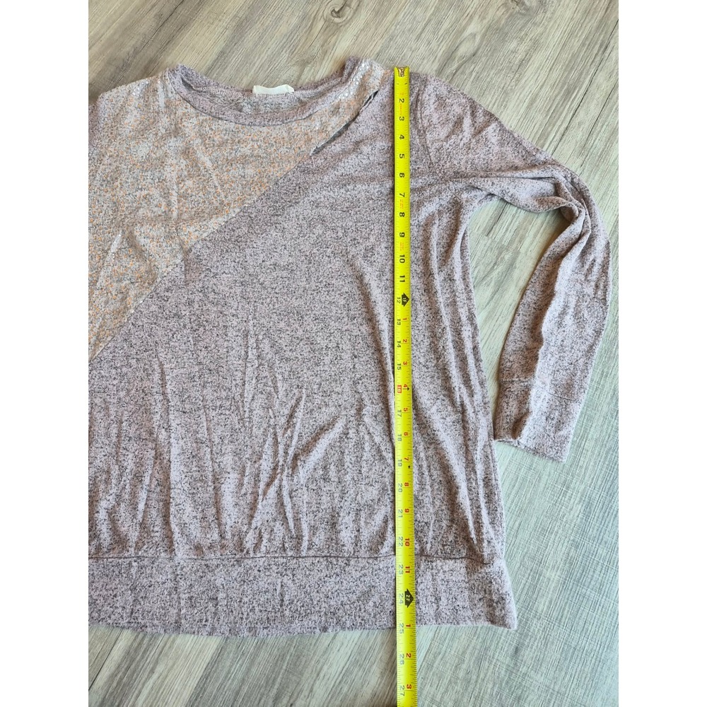 A.gain Womens Long Sleeve Cutout Sequin Top Mauve Purple Heathered Knit Small - Picture 5 of 5